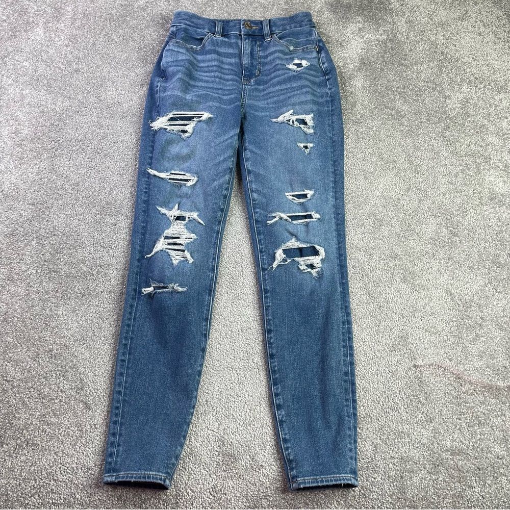 American Eagle Jeans Women’s 00 Blue Jegging Hi-Rise Light Wash Ripped Stretch
